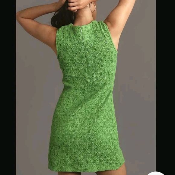 Anthropologie Porridge Green Textured Sleeveless Slim Knit Mini Dress Size Large - Picture 5 of 6